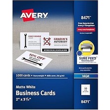 Kazan Hobi Avery 2 "x 3.5" Kartvizitler, Emin Besleme Teknolojisi, Mürekkep Püskürtmeli Yazıcılar Için, 1.000 Kart (8471)