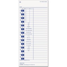 Kazan Hobi Tops Zaman Kartları, Haftalık, Tek Taraflı, 4" x 9", Beyaz Stok, Mavi Baskı, 100 Adet (12443)