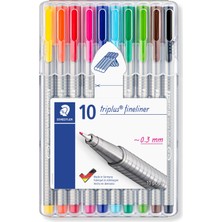 Kazan Hobi Staedtler 334 SB10 Triplus Üçgen Fineliner 0.3 mm 10'lu Set