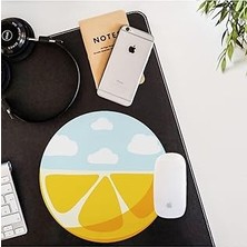 Kazan Hobi Hediyesepeti Limon Desenli Yuvarlak Mousepad 20 x 20 cm
