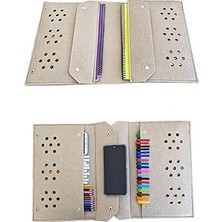 Kazan Hobi Keçe Kalemlik ve Tablet Organizer Çanta – 4 Bölmeli, A4 Boyut, Çok Amaçlı Defter Boya Düzenleyici Çanta (Açık Kahve)