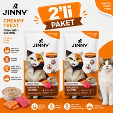 Jinny Cream Treat Skin & Coat Ton Balığı ve Somon Balıklı Krem Kedi Ödül Maması 5X15 gr