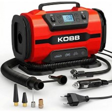 Kazan Hobi Kobb KB301 Dijital Lastik Şişirme Pompası, 12V/220V, 150 Psı, 35L/DK Hava Akışı, LED Ekran, Siyah, 1.6kg