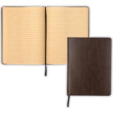 Kazan Hobi Samsill Vintage Sert Kapaklı Defter, Büyük Pu Deri Yazı Defteri, 18,5 x 25,5 Cm, 100 Parşömen Tarzı Çizgili Çarşaf (200 Sayfa), Koyu Kahverengi