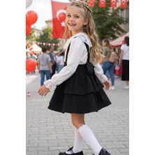 Parla Kids Kız Çocuk Siyah Helen Elbise Jile Dantel Bluz 23 Nisan 29 Ekim Gösteri Kıyafeti Uzun Kollu