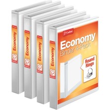 Kazan Hobi Cardinal Economy 3 Halka Klasör, 2.5 cm Genişlik, Sunum Görünümü, Beyaz, 225 Yaprak Kapasiteli, Yapışmaz, Pvc Içermez, 4'lü Paket (79510)