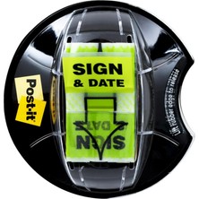 Kazan Hobi Post-It "sign And Date" Bayrakları, 200/MASA Kavrama Dispenseri, 1 Dispenser/paket, 1 "geniş, Parlak Yeşil (680-HVSD)