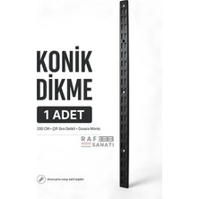 Raf Sanatı Konik Dikme 200 cm Siyah 1 Adet – Çift Sıra Delikli Modüler Mağaza Raf Profili Direği