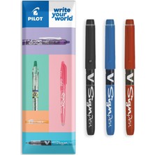 Kazan Hobi Pılot V Işaret Kalemi - Fineliner Marker Kalemler - 2,0 mm Uç Ucu - 0,6 mm Çizgi Genişliği - Temel Paket - Siyah, Mavi ve Kırmızı (3)