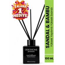 Deko Home Sandal Ağacı Bambu Çubuklu Oda Kokusu 100 ml %40 Esans Kalıcı Ortam Parfümü Reed Diffuser Ev Ofis Kokusu