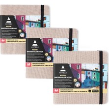 Kazan Hobi Arteza Suluboya Eskiz Defteri, 3'lü Paket, Her Biri 88 Sayfa, 13,5 x 12,5 Cm, Bej Suluboya Kitabı, Ciltli Kapak 110LBS/230 Gsm Suluboya Defter