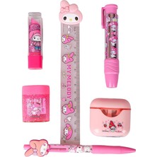 Kazan Hobi My Melody Lisanslı 6 Parça Kırtasiye Seti, Pods/kulaklık Tasarımı, Dekomus Islak Mendil Hediyeli