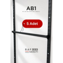 Raf Sanatı 5 Adet - Ab1 90 cm Askı Geçen Profil – 10X30 Aksesuar Ara Bağlantı 40 mm Hatve - Konik Dikme Uyumlu Raf Askı Aparatı Siyah