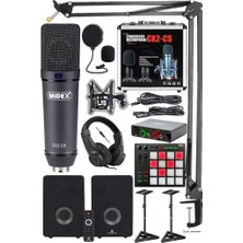 Kazan Hobi Midex Private Paket-6 Stüdyo Ekipmanları Seti (Monitör Mikrofon Ses Kartı Kulaklık Midi Pad Controller)