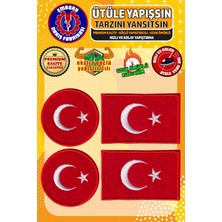 Kazan Hobi Ütü ile Yapışan Arma Yama, Türk Bayrağı Seti (4 Adet) Ütüyle Yapışan Nakış Dokuma Aplike Patch