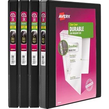 Kazan Hobi Avery Durable Şeffaf Dosya, 4'lü Paket, 0,5 Inç, Siyah