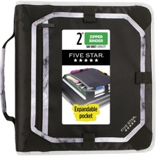 Kazan Hobi Five Star Fermuarlı Cilt, Genişleme Paneli ve Genişleyen Dosyalı 5 Inç 3 Halkalı Klasör, 580 Sayfa Kapasitesi, Siyah/gri (29052IT8)