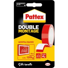 Kazan Hobi Pattex Double Montage Çift Taraflı Montaj Bandı, Iç ve Dış Mekanlar Için Uygun Ekstra Güçlü ve Dayanıklı Bant Yapıştırıcı, Beyaz, 19 mm x 1,5 M