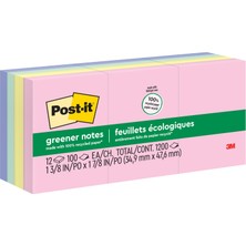 Kazan Hobi Post-It Daha Yeşil Açılır Notlar, 3,8x5,08 Cm, 12 Ped, Amerika'nın 1 Numaralı Favori Yapışkan Notları, Tatlı Sprinkles, Pastel Renkler (Pembe,mavi, Nane, Sarı), Temiz KALDIRMA,%100 Geri Dönüştürülmüş
