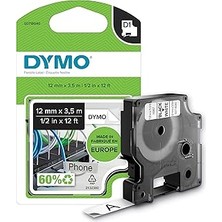 Kazan Hobi Dymo S0718040, Yüksek Performans Esnek Naylon (12 mm x 3,5 Mt), Siyah/beyaz (16957)