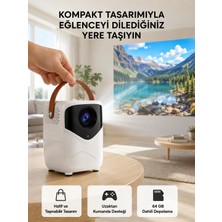 Najmaddin Tekn Mini Akıllı Projektör – 1080P Full Hd, 64GB Depolama, 2gb Ram, Uzaktan Kumanda Destekli Ye