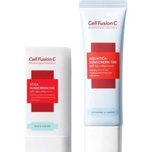 Kazan Hobi Cell Fusion C Aquatica Tüm Cilt Tipleri Için Yüksek Koruyucu Güneş Kremi ve Stick Güneş Kremi Seti