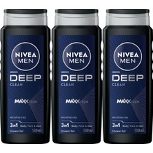 Kazan Hobi Nivea Men Erkek Deep Dimension Banyo ve Duş Jeli 500ML, 3'ü1 Arada Komple Bakım, Vücut Saç Yüz