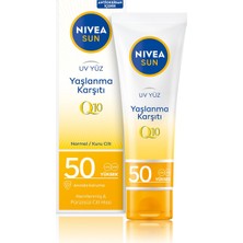 Kazan Hobi Nıvea Sun Yaşlanma ve Leke Karşıtı Q10 Yüz Güneş Kremi SPF50 50 Ml, Nemlendirme, Normal ve Kuru Ciltler