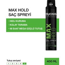 Kazan Hobi Syoss Max Hold Saç Spreyi, 400 Ml, Hızlı Kuruma, Kolay Taranma, 48 Saat Mega Güçlü Tutuş