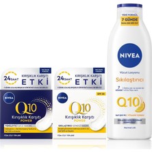 Kazan Hobi Nıvea Q10 Power Kırışıklık Karşıtı Spf 30 Gündüz Yüz Bakım Kremi 50 ml ve Q10 Kırışıklık Karşıtı Gece Bakım Kremi 50ML ve Sıkılaştırıcı Vücut Losyonu 250 ml