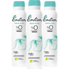 Kazan Hobi Emotion Aqua Kiss Kadın Vegan Deodorant 3X150 ml Hızlı Kurur Leke Bırakmaz