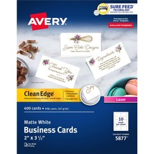 Kazan Hobi Avery Clean Edge Yazdırılabilir Kartvizitler, Emin Besleme Teknolojisi, 2" x 3.5", Beyaz, Lazer Yazıcılar Için 400 Boş Kart (5877)
