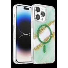Royaleks Onegif Apple Iphone 15 Pro Max Lotus Simli Magsafe Kapak - Yeşil