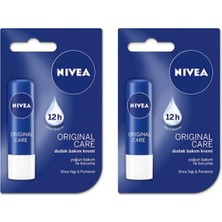 Kazan Hobi Nıvea Dudak Bakım Kremi Original Care, 12 Saat Koruma, Shea Yağı ve Pantenol, 2 Adet