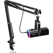 Kazan Hobi Fıfıne Xlr/usb Mikrofon Seti, Yayın ve Podcast Için, Dinamik Rgb Mikrofon Kiti, Bom Kol Standı, Sessize Alma Düğmesi, Kulaklık Jakı, Vokal ve Seslendirme Kaydı Için, Ampligame AM8T