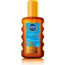Kazan Hobi Nıvea Sun SPF20 Güneş Koruyucu ve Bronzlaştırıcı Vücut Sprey 200ML,SUYA Dayanıklı, Doğal Bronzluk, Uva Uvb
