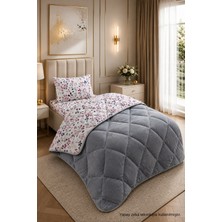 Ely Parker Renkli Desenli Tek Kişilik Yorgan Peluş Çift Taraflı Yastık Kılıflı (Çarşafsız)