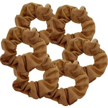 Kazan Hobi Motique Accessories Large Solid Scrunchie - 6'lı Set - Taba