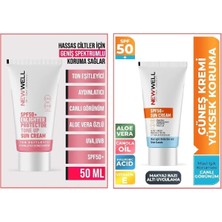 Kazan Hobi New Well Yüksek Koruma Spf 50+ Aloe Vera. ve Ton Eşitleyici SPF50+ Aydınlatıcı Pembe Yüz Güneş Kremi 50 ml