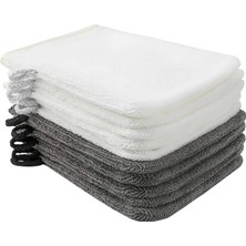 Kazan Hobi Phogary 10'lu Paket Mikrofiber Vücut Yıkama Eldiveni, Yumuşak Yüz Eldiveni, Banyo Spa Bezi, Yeniden Kullanılabilir Makyaj Çıkarıcı Eldiven Eldiveni, Avrupa Tarzı Yıkama Bezi, 6×8inç, Beyaz ve Gri