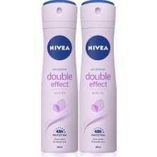 Kazan Hobi Nıvea Kadın Sprey Deodorant Double Effect 48 Saat Anti-Perspirant Koruma 150ML x 2 Adet,pürüzsüz Koltuk Altı