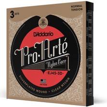 Kazan Hobi D'addario 3'lü Paket, Klasik Gitar Tel Seti, Pro-Arte, Sılve