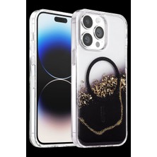 Royaleks Onegif Apple Iphone 15 Pro Max Lotus Simli Magsafe Kapak - Siyah