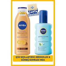 Kazan Hobi Sun Güneş Sonrası Nemlendirici 200ML ve Q10 Sıkılaştırıcı Bronzluk Vücut Losyonu 200ML, Çanta Hediye