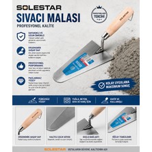 Solestar Premium Spatula Sıvacı Malası Profesyonel Sıva Harç ve Inşaat Malası Ahşap Saplı