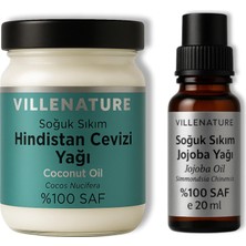 Kazan Hobi Cilt ve Saç Bakım Seti, Soğuk Sıkım Jojoba Yağı 20 ml ve Hindistan Cevizi Yağı 210 Ml, %100 Saf Doğal, Nemlendirici ve Besleyici, Tüm Cilt Tipleri Için