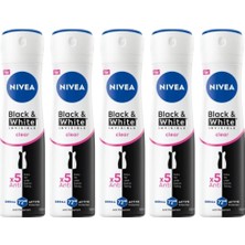 Kazan Hobi Nıvea Kadın Sprey Deodorant Black&white Invisible Clear 48 Saat Anti-Perspirant Koruma 150ML x 5 Adet,banyo Terliği Hediye!