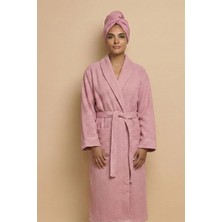 Kazan Hobi %100 Pamuk Pike Saç Bonesi Düğmeli Pratik Saç Kurulama Bakım Spa ve Yüz Yıkama Bonesi (Pembe)