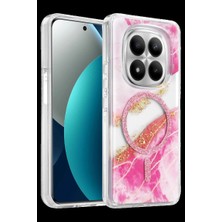 Royaleks Onegif Xiaomi Redmi Note 15 Pro 5g Lotus Simli Magsafe Kapak - Pembe