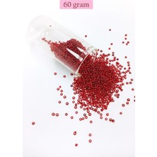 Teda Dökme Cam Kum Boncuk (11/0) 2 mm - 60 Gram -  Şeffaf Koyu Kırmızı - BNC050 Teda Najmaddin